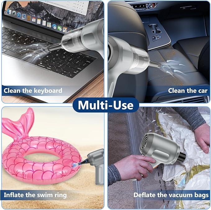Fanisic Car Vacuum Handheld Vacuum Cleaner/Air Duster, 15000PA Strong Suction with Brushless Motor, Rechargeable Dust Buster/Hand Pump Low Noise for Car Detailing Home Office Cleaning - NeatNest