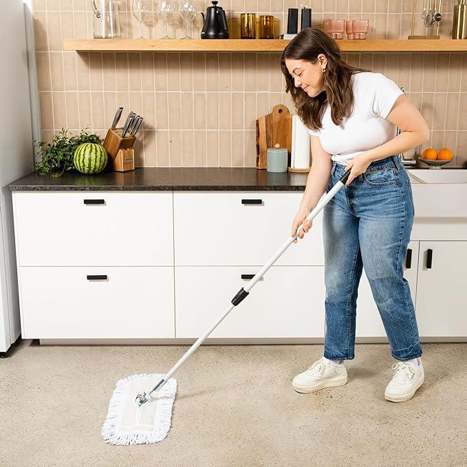 Commercial Dust Mop – 30 Inch Floor Sweeper for Hardwood, Reusable Cotton Mop Head, Extendable Handle, Dry Mop for Floor Cleaning & Janitorial Supplies - NeatNest