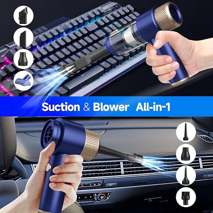 Car Vacuum Cleaner, 16000PA Mini Car Vacuum Cordless Powerful, 7 in 1 Portable Handheld Vacuum Cordless with LED Light, Dual Filters, One-Touch Empty for Pet Hair, Home, Office - NeatNest