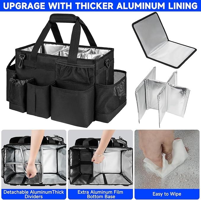 Cleaning Caddy Bag, Large Cleaning Supplies Organizer for Housekeepers, Housekeeping Caddy with Handle and Detachable Padded Cushion, Black - NeatNest