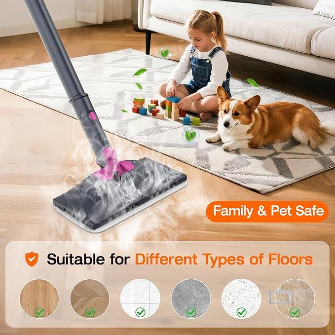 ScrubWiz 10-in-1 Steam Cleaner, Steam Mop & Detachable Handheld Steam Cleaner, 320ml Water Tank, 10s Fast Heating, Portable Steamer for Kitchen, Floor, Tiles, Home, BBQ, Ergonomic Handle, Mid Gray - NeatNest