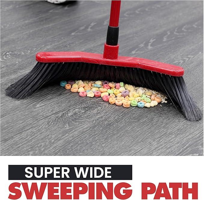 Da Vinci Curved Angle Broom & Dustpan Combo Pack (2) - Heavy Duty Broom for Indoor/Outdoor Sweeping, Steel Telescopic Handle, Durable PVC Bristles, Ideal for Pet Hair, Dust, Kitchen & Rough Surfaces - NeatNest