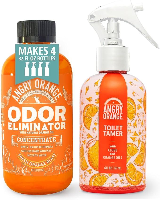 ANGRY ORANGE Air Freshener & Pet Odor Eliminator – 8 oz Concentrate (Makes 128 oz) + 6 oz Air Freshener - NeatNest
