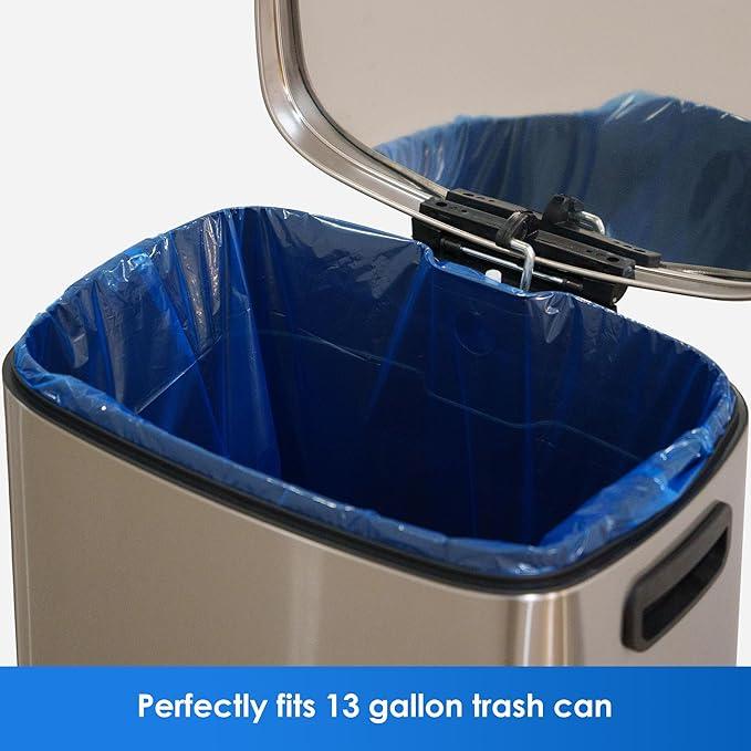 13 Gallon Recycling Trash Bags, Unscented 200 Count Drawstring Tall Kitchen Garbage Bags, Pre-Separated, Ultra Strong, Leakproof, Sturdy, Translucent Blue - NeatNest