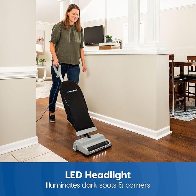 Vacmaster UB0402 Commercial Vacuum Cleaner Ultra-Lightweight 14L Capacity Bagged Upright Vac with LED Headlight and 2-Speed Setting Powerful Suction for Pets, Carpets & Hard Floor - NeatNest