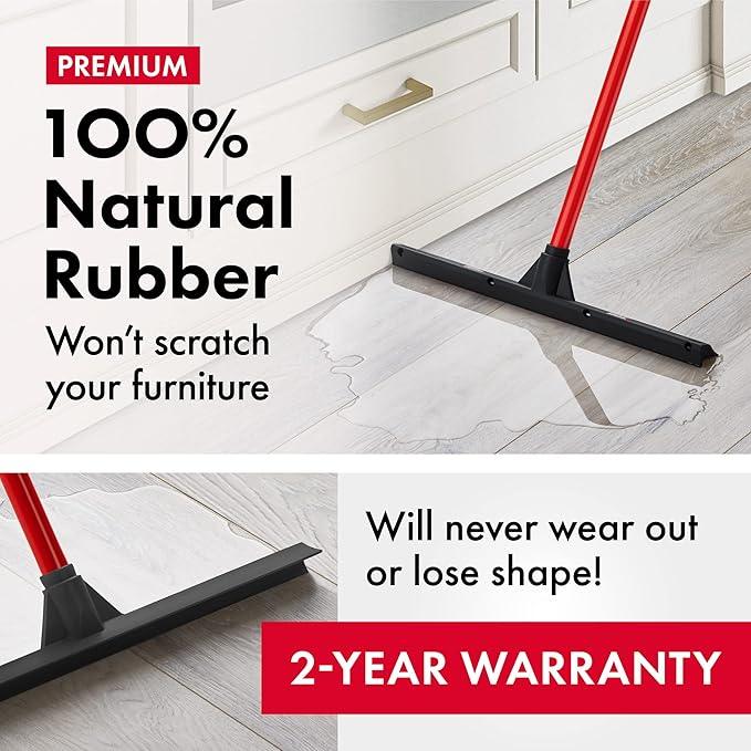 Tyroler Rubber Floor Squeegee Heavy Duty 17", Deck Squeegee Outdoor for Floors with 55" 4 Part Handle, Perfect Outdoor Squeegees for Patio, Tiles, Marble, Garage, Shower, Window - NeatNest