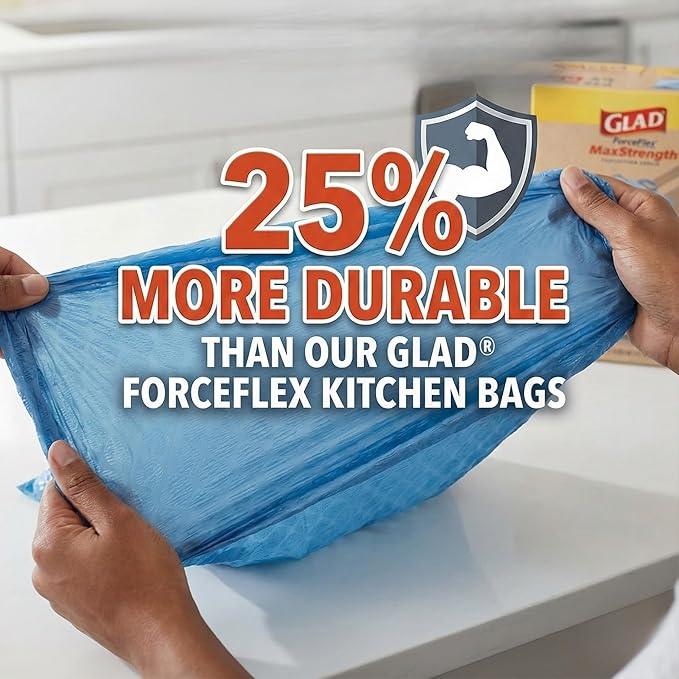 Glad ForceFlex MaxStrength Kitchen Drawstring Bags with Lemon Fresh Bleach Scent 13 Gal 90 Bags - NeatNest