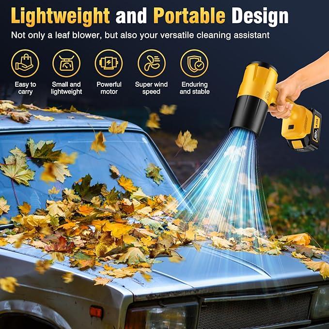 Leaf Blower Cordless, Handheld Leaf Blower with 2 Battery and Charger, 6 Speed Modes, Lightweight Blower for Patio, Lawn, Yard, Dust, Blowing Leaves - NeatNest