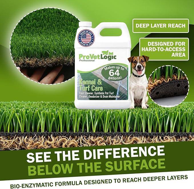 ProVetLogic Kennel & Turf Care- Floor Cleaner, Synthetic Pet Turf Cleaner, Deodorizer & Drain Maintainer- Gallon (Concentrated) - NeatNest