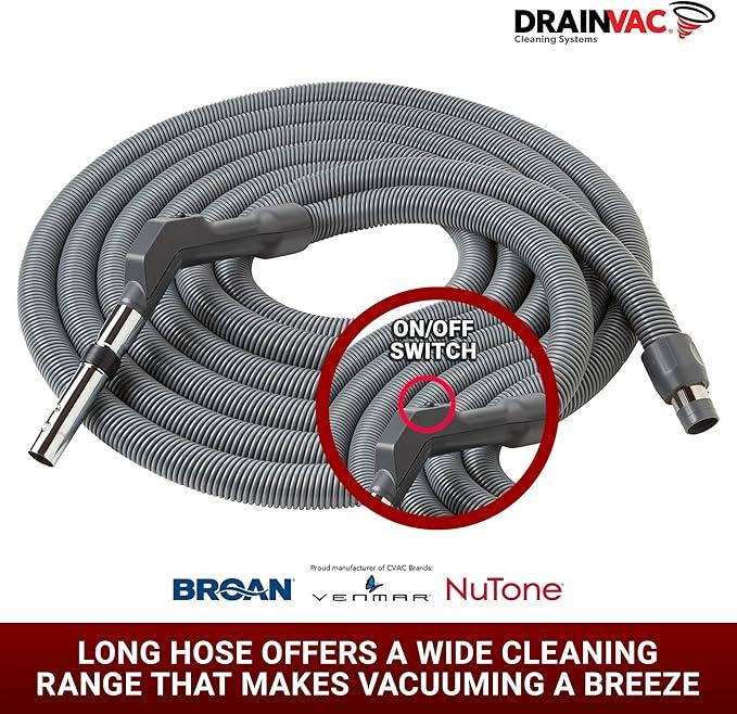 Central Vac System Carpet and Bare Floor Air Turbine Pet Care Attachment Set for Cleaning Home, Includes 30FT Crushproof Hose, Air turbine and Soft-Bristle Brush, Crevice Tool, Wand & Mesh Storage Bag - NeatNest