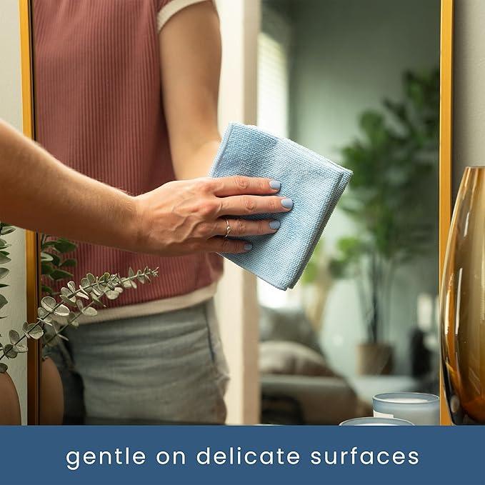 S&T INC. 200 Pack Microfiber Cleaning Cloth, Bulk Towels for Home, Reusable Microfiber Towels for Cars, Cleaning Rags, Light Blue, 11.5 Inches x 11.5 Inches, 200 Count - NeatNest