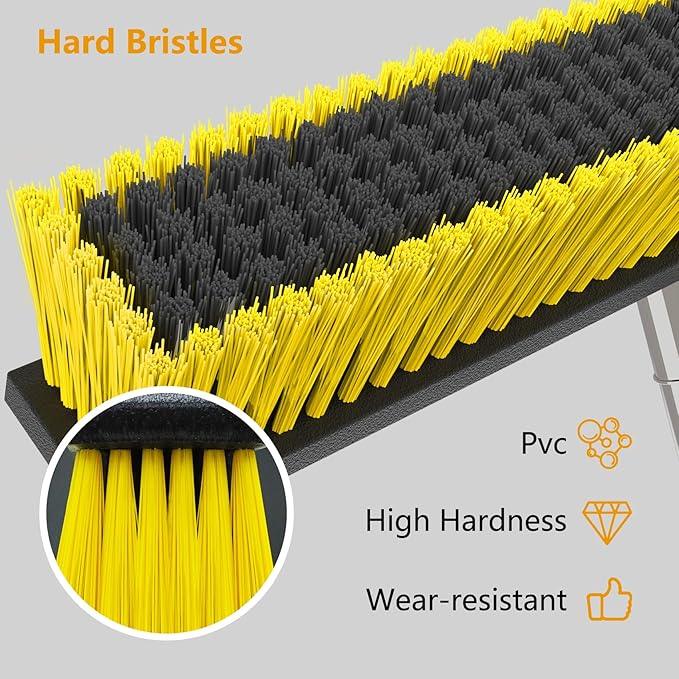 18 Inches Push Broom Outdoor with 65" Adjustable Handle, Heavy Duty Outdoor Broom with Stiff Bristles, for Cleaning Yard, Garage, Shop, Driveway, Wood, Stone, Deck, Concrete, and Tile Floor. - NeatNest