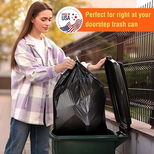 Delxo 55-60 Gallon Black Trash Bags, 100 Count – 0.9 Mil Medium Duty Garbage Bags, Thick, Durable & Puncture-Resistant Plastic, Perforated Design – Made in USA for Kitchen, Yard, Office & Party - NeatNest