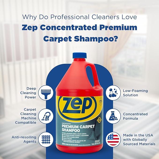 Zep Premium Carpet Shampoo - 1 Gal (Case of 4) - ZUPXC128 - Deep Cleaning and Stain Removal, For Carpet Machines - NeatNest