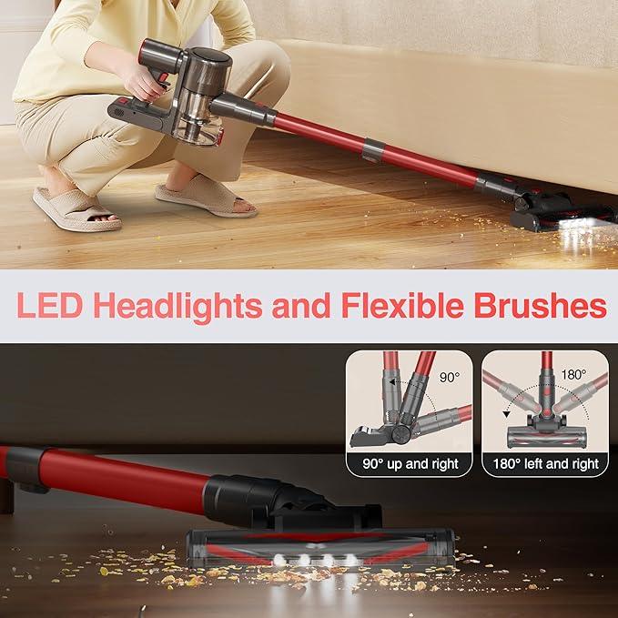 Zefiro Cordless Vacuum Cleaner for Home,450W /40Kpa 50Mins Stick Vacuum,Anti-Tangle 1.5L Dust Cup, Rechargeable Wireless Handheld Vacuum for Pet Hair/Carpet/Floor - NeatNest