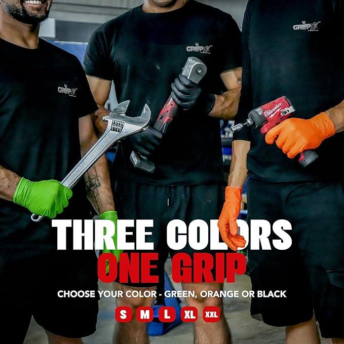 Herkules Grip Heavy Duty 8Mil Black Nitrile Gloves,3D Raised Diamond Texture-Latex & Powder-Free Industrial, Mechanic - NeatNest