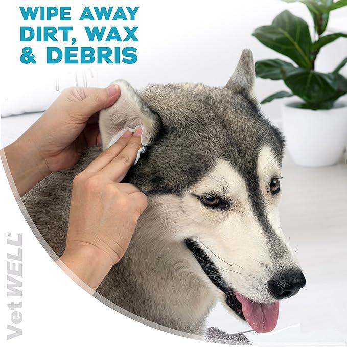 EarWELL by VetWELL Dog Ear Wipes - Otic Cleaning Wipes for Infections and Controlling Ear Odor in Pets - 100 Count - NeatNest