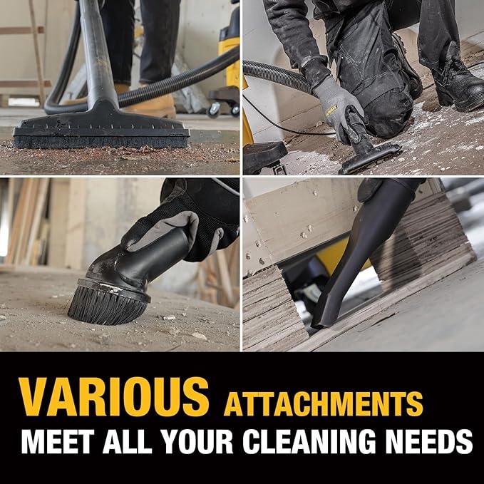 DEWALT 10 Gallon Stealthsonic Wet/Dry Vacuum, 5 Peak HP Ultra-Quiet Shop Vac with Full Accessory Kit & 6 Bonus Dust Bags, 1-7/8 in. x 7 ft. Hose for Job Sites, Workshops & Garages - NeatNest