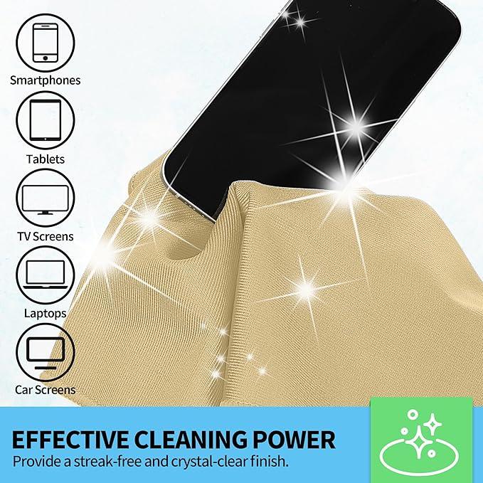 HOMERHYME Microfiber Cleaning Cloth, 12 Pack Window Glasses Cleaning Cloth, Reusable Lint-Free Streak Free Polishing Cloth Wipes for Stainless Steel, Eyeglass, Mirror, Screen & Lense,12"*12" Beige - NeatNest