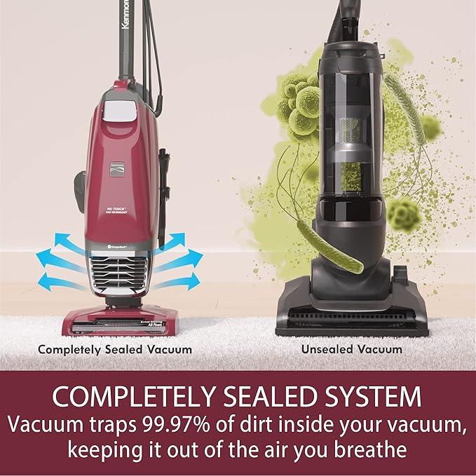 Kenmore BU3040 Intuition Bagged Upright Vacuum Lightweight Cleaner 2-Motor Power Suction with HEPA Filter, 3-in-1 Combination Tool, Handi-Mate for Carpet, Floor, Pet Hair, Red w/No Lift-up - NeatNest