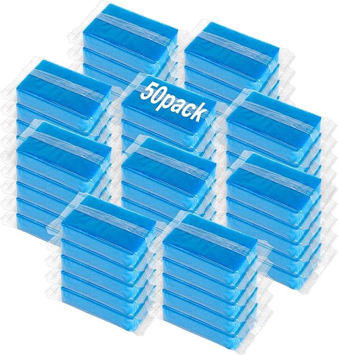 50 Pcs Individually Wrapped Sponges, Uncompressed Non Scratch Scrouing Sponges for Household Cleaning Dishes Kitchen Airbnb Apartment Car Bike Blue - NeatNest