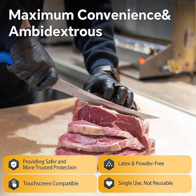 HEAVY DUTY 7 Mil Nitrile Black Gloves Disposable Latex Free Rubber Latex Cleaning Mechanic Food Prep Gloves 1000PCs - NeatNest
