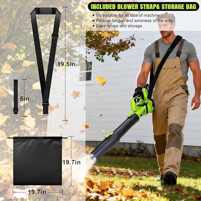 Leaf Blower Cordless,Electric Leaf Blower with 2 4.0Ah Battery Powered and Fast Charger, Cordless Blowers for Lawn Care and Car Dust Snow Blower,6 Speed Control - NeatNest