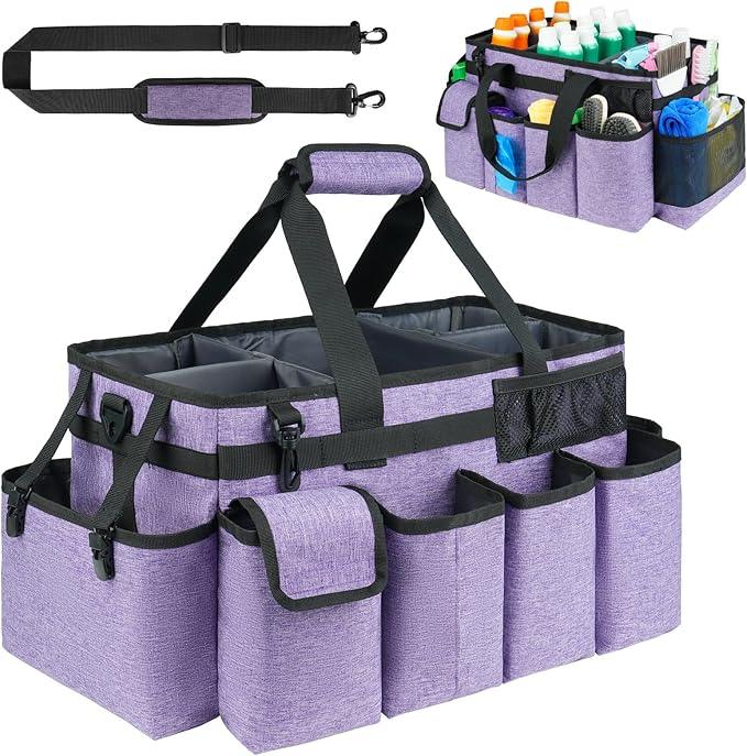 Cleaning Caddy Bag,Extra Large Cleaning Supplies Organizer with Handle for Housekeepers,Purple - NeatNest