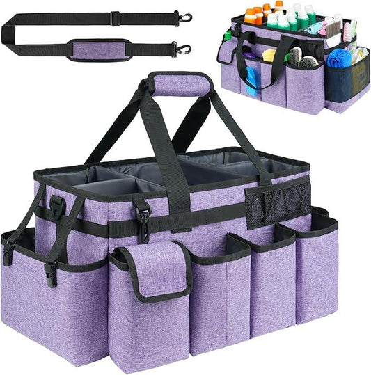 Cleaning Caddy Bag,Extra Large Cleaning Supplies Organizer with Handle for Housekeepers,Purple - NeatNest