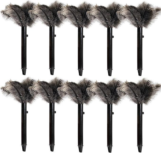 Retractable Ostrich Feather Duster for Cleaning, 15 Inch Fluffy and Natural Feather Duster with Retractable Handle， Reusable Eco-Friendly Handheld Cleaning Supplies (10 pcs) - NeatNest