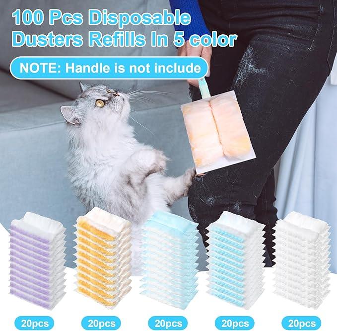 Mimorou 100 Pcs Disposable Dusters Refills Bulk Heavy Duty 180° Multi Surface Replacement Dusters for Cleaning Ceiling Fan with Microfibers Unscented (Fresh Colors) - NeatNest