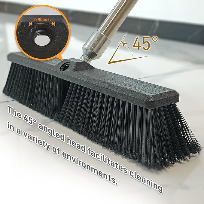 FRAXIR Push Broom Head Outdoor Large Stiff Bristle - Excellent Cleaning Performance- Easy Installation (18 inches) - NeatNest