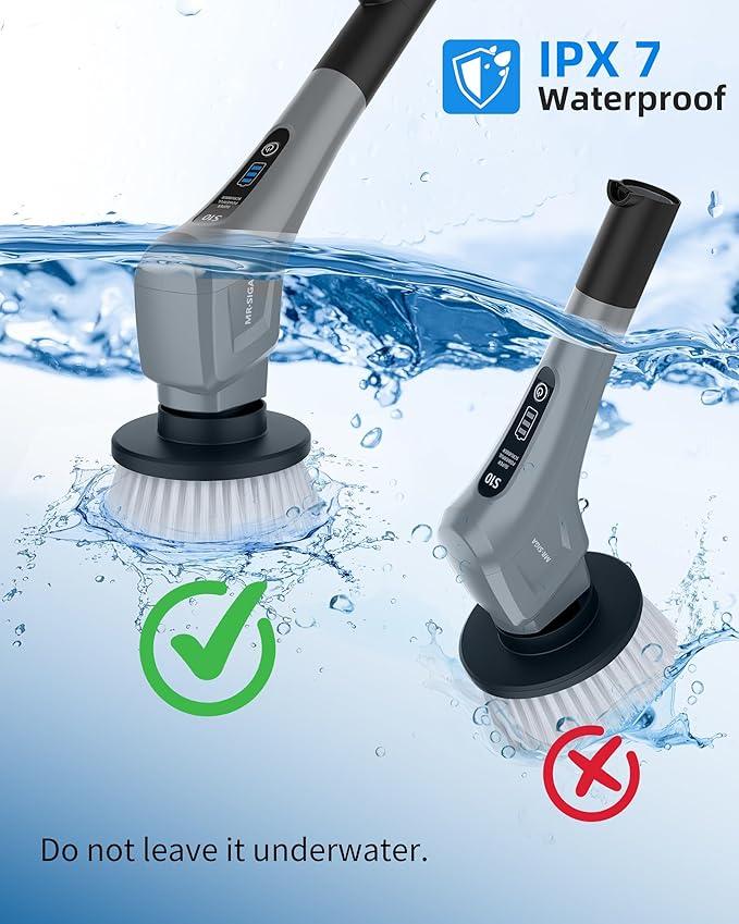 MR.SIGA Electric Spin Scrubber, Cordless Cleaning Brush, Shower Scrubber with 7 Replaceable Brush Head, Waterproof Bathroom Power Scrubber for Kitchen and Bathroom Cleaning - NeatNest