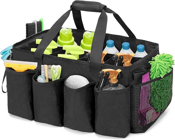 Extra-Large Cleaning Caddy, Organizer with Handles for Cleaning Tools & Products Storage, Large Capacity Tote Bag for Car, Home & Housekeeping Work, Black - NeatNest