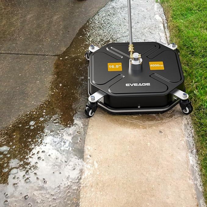 EVEAGE 16.5" Pressure Washer Surface Cleaner - Stainless Steel Power Washer Surface Cleaner with 4 Wheels & 2 Extension Wands, 4000PSI Power Washer Accessories Attachment - NeatNest