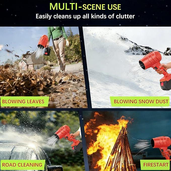 Leaf Blower Cordless with Battery and Charger,21V Electric Handheld Leaf Blower, 950000RPM Powerful Fan with Adjustable Speed, Lightweight Blower for Patio, Lawn, Blowing Leaves and Snow(Red) - NeatNest