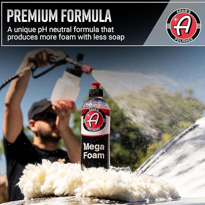 Adam's Polishes Mega Foam (16oz, 2 Pack) - Detailing pH Neutral Car Soap Washing, Concentated For Use In Car Wash Bucket, Foam Gun For Cleaning, Won't Strip Car Wax or Ceramic Coating - NeatNest