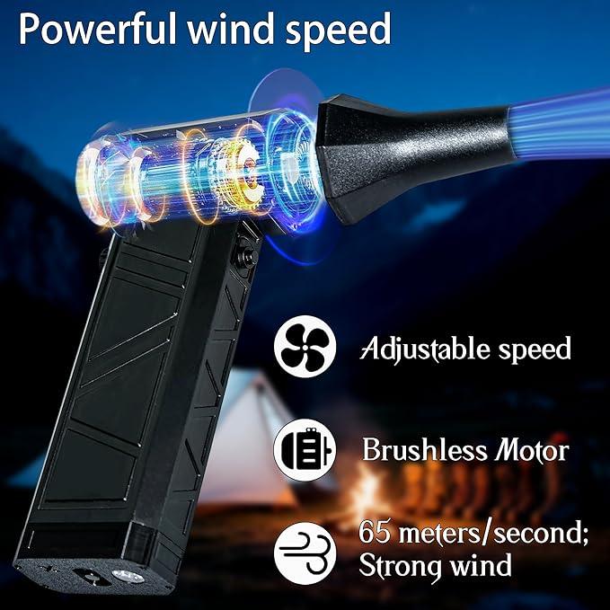 METACHOICE 140000 RPM Compressed Air Duster and Vacuum 2-in-1, Electric Duster with LED Light, Stepless Speed, 8000mAh 21700 Battery, Keyboard Cleaner for PC Removal Outdoor Barbecue (Black) - NeatNest