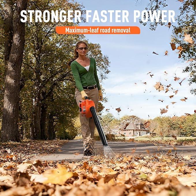 28CC 2-Cycle Gas Handheld Leaf Blower, 475 CFM 200 MPH Lightweight Power Blower with Variable Speed & Easy Start, for Yard Cleanup, Patio, Driveway, Lawn Debris - NeatNest