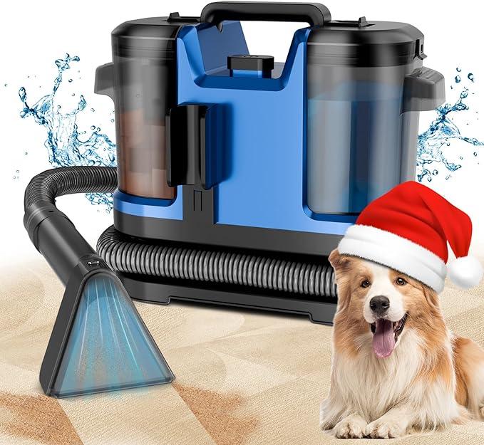 Portable Spot Cleaner Machine for Carpet and Upholstery - 18Kpa Carpet Cleaner with Dual BrushHeads, Easy Move, Cleaning Machine for Furniture, Couch, Stairs, Car and Pet Stain, Blue - NeatNest