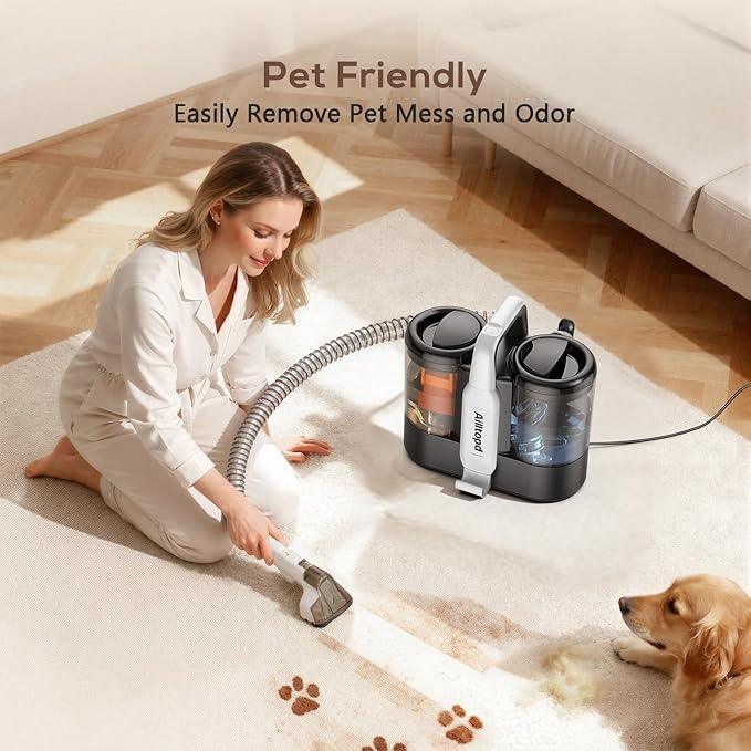 Upholstery Cleaner Machine, 15Kpa Portable Carpet & Upholstery Spot Cleaner Machine, Deep Stain Cleaning for Carpet, Pets, Stairs, Car Seat, Couch, with Dual Size BrushHead and Cleaning Solutions - NeatNest