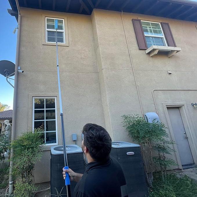 25 Foot High Ceiling Fan Duster with 6-18 Foot Extension Pole, Extendable Reusable Cobweb, Feather, Window Cleaning Squeegee Kit - NeatNest
