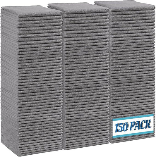 HOMEXCEL Grey Microfiber Cleaning Cloth,150 Pack Cleaning Rags, Cleaning Towels,11.5"X11.5" Shop Towels - NeatNest