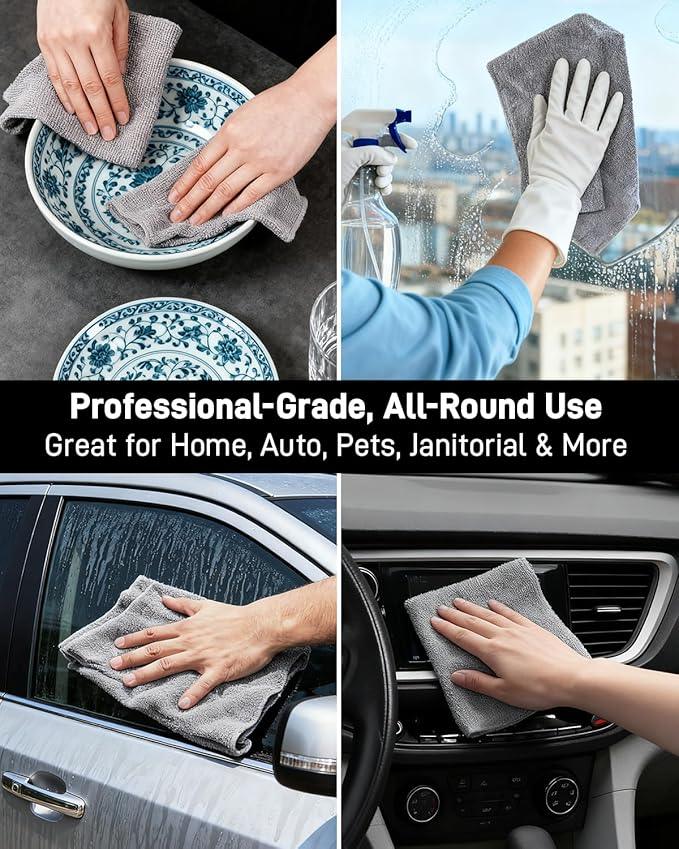 XINDELL Microfiber Cleaning Cloth Roll – 150 Pack 12"x12", Tear-Off Microfiber Towels, Lint-Free, Ultra Absorbent Car Detailing & Cleaning Cloths – Grey - NeatNest