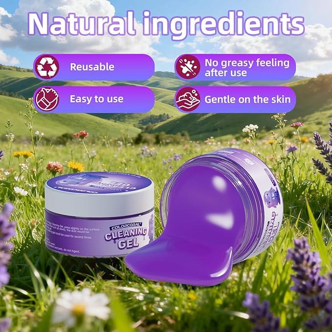 ColorCoral Car Cleaning Gel Reusable（Lavender Scent,Purple） - Dust Cleaning Putty Keyboard Slime for Car Interior Air Vent Cleaner, Auto Detailing Tools Accessories, Dust Remover Gifts for Men Women - NeatNest