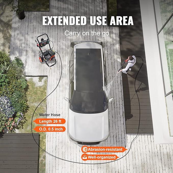 VEVOR Gas Pressure Washer, 3600 PSI 2.6 GPM, Gas Powered Pressure Washer with Copper Pump, Spray Gun and Extension Wand, 5 Quick Connect Nozzles, for Cleaning Cars, Homes, Driveways, Patios - NeatNest