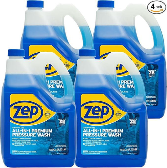 Zep All-In-1 Pressure Wash Cleaner (Case of 4) Concentrated Formula Makes 28 Gallons (ZUPPWC160) - NeatNest