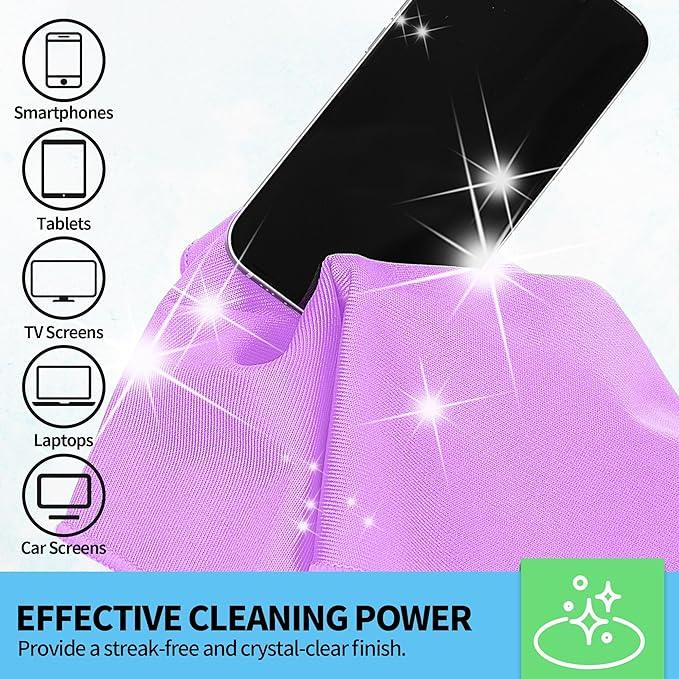 HOMERHYME Microfiber Cleaning Cloth, 12 Pack Window Glasses Cleaning Cloth, Reusable Lint-Free Streak Free Polishing Cloth Wipes for Stainless Steel, Eyeglass, Mirror, Screen & Lense,12"*12" Purple - NeatNest