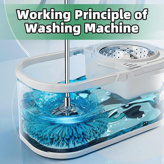 Spin Mop and Bucket with Wringer Set for Home,360° Mop and Bucket with Separate Clean and Dirty Water,Wet Dust Mop for Floor Cleaning with Extra Refills (Green) - NeatNest