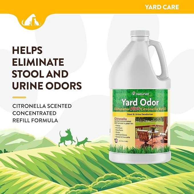 NaturVet – Yard Odor Eliminator Plus Citronella Spray – Eliminate Stool and Urine Odors from Lawn and Yard – Designed for Use on Grass, Patios, Gravel, Concrete & More – 64oz Refill (No Hose Nozzle) - NeatNest